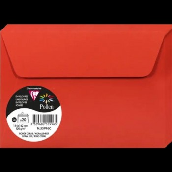 SOBRES POLLEN 114X162 COLOR ROJO CORAL PACK DE 20