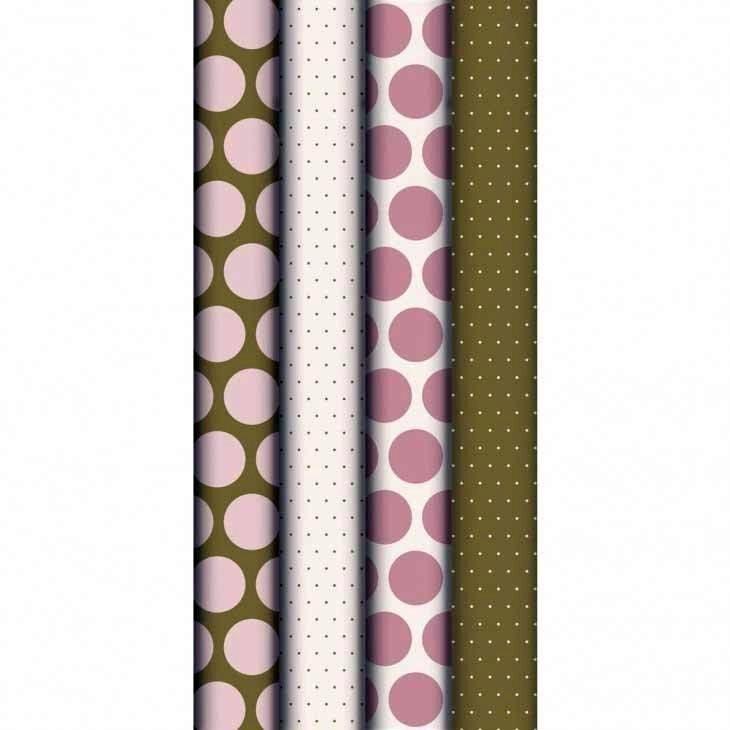 PAPEL DE REGALO LUNARES ROSA Y DORADOS 5MTS CLAIREFONTAINE