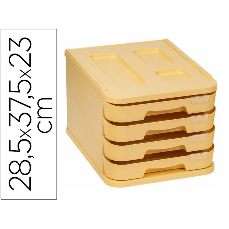 MODULO CON 4 CAJONES COLORES PASTEL FAIBO AMARILLO