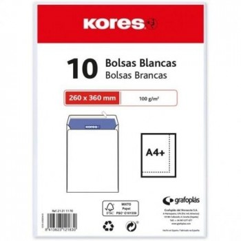 BOLSA BLANCA BASICO PAQUETE DE 10 UNIDADES 260X360