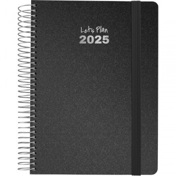 AGENDA ANUAL 2025 GRAFOPLAS D/P A5 METALLIC NEGRO