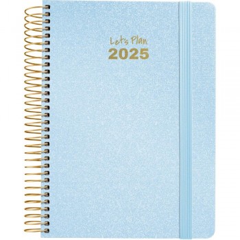 AGENDA ANUAL 2025 GRAFOPLAS D/P A5 METALLIC AZUL PASTEL