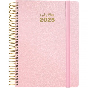 AGENDA ANUAL 2025 GRAFOPLAS D/P A5 METALLIC ROSA PASTEL