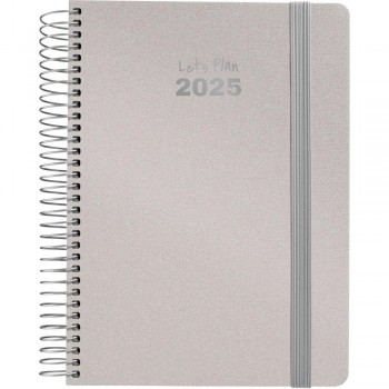 AGENDA ANUAL 2025 GRAFOPLAS D/P A5 METALLIC PLATA