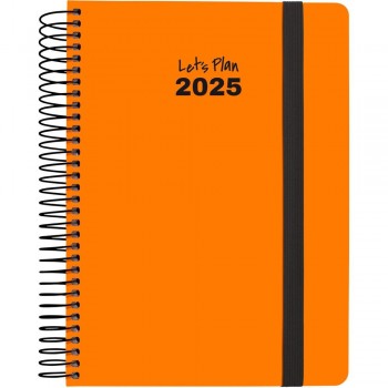 AGENDA ANUAL 2025 GRAFOPLAS D/P A5 NEÓN AMARILLO NARANJA