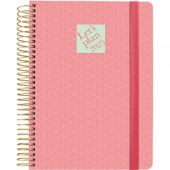 AGENDA ANUAL 2025 GRAFOPLAS D/P A5 GEOMETRIC CORAL