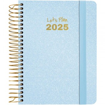 AGENDA ANUAL 2025 GRAFOPLAS S/V A6 METALLIC AZUL PASTEL