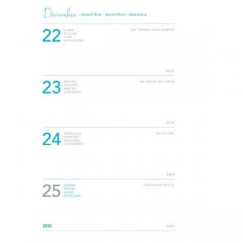 AGENDA ANUAL 2025 GRAFOPLAS S/V A6 METALLIC AZUL PASTEL