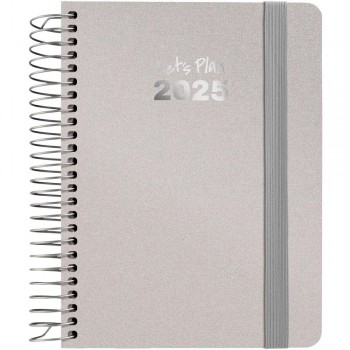 AGENDA ANUAL 2025 GRAFOPLAS S/V A6 METALLIC PLATA