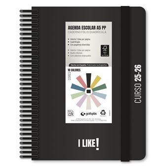 (26) AGENDA ESCOLAR 2026-2027 GRAFOPLAS A5 2DP PP LIKE NEGRO
