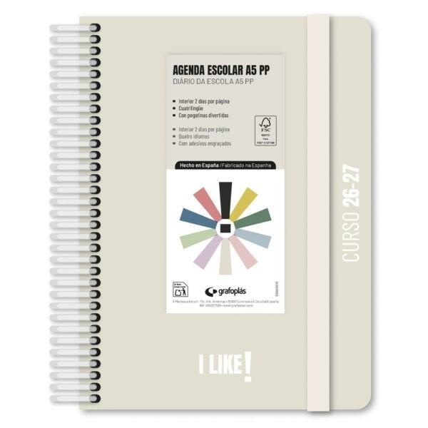 (26) AGENDA ESCOLAR 2026-2027 GRAFOPLAS A5 2DP PP LIKE ARENA