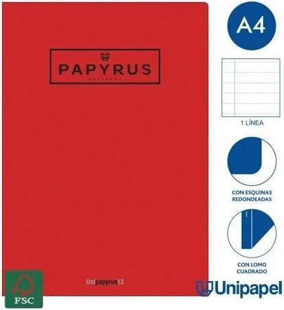 LIBRETA GRAPADA GOFRADA PAPYRUS A4 48H LINEA HZTAL COLOR SURTIDO