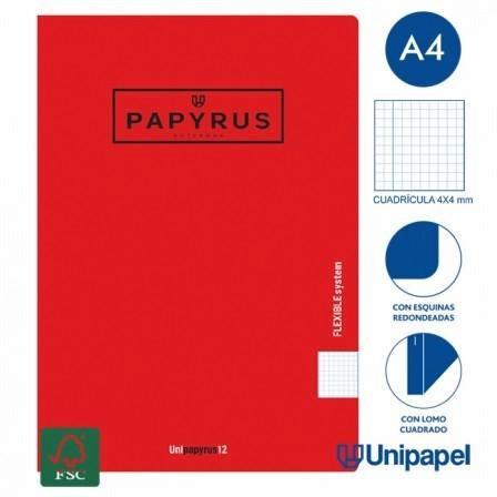 LIBRETA GRAPADA PP PAPYRUS A4 48H 4X4 ROJO