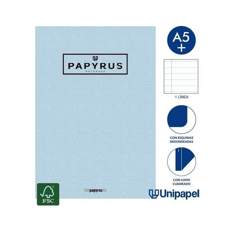 LIBRETA GRAPADA GOFRADA PAPYRUS A5 48H LINEA HZTAL COLOR SURTIDO