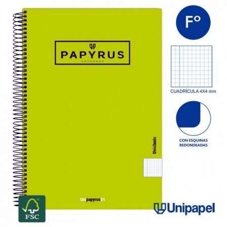 CUADERNO TAPA BLANDA PAPYRUS FOLIO 80H 4X4 VERDE