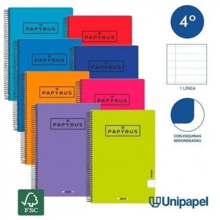 CUADERNO TAPA DURA PAPYRUS A5 80H LINEA HZTAL COLOR SURTIDO