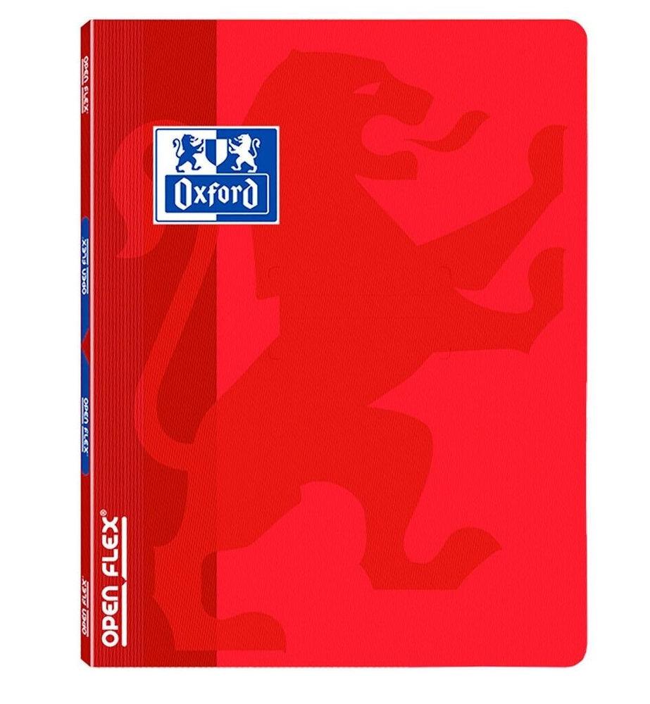 LIBRETA OXFORD OPENFLEX TAPA DE PLASTICO TAMAÑO A4 CUADRICULA 4MM 48H COLOR ROJO