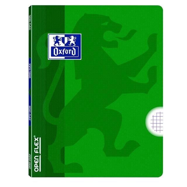 LIBRETA OXFORD OPENFLEX TAPA DE PLASTICO TAMAÑO A4 CUADRICULA 4MM 48H COLOR VERDE