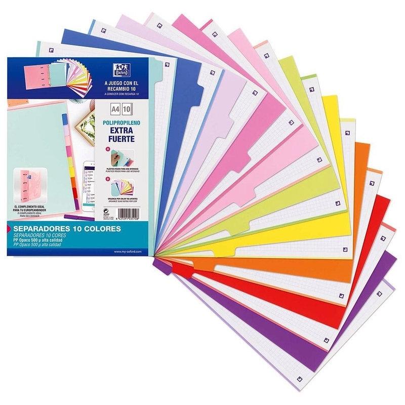 VAC26 (25) SEPARADORES OXFORD CARTULINA STRONGLINE A4 10 POSICIONES - 10 COLORES