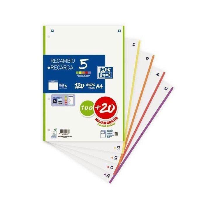 RECAMBIO HOJAS SUELTAS 5 COLORES A-4 120 HOJAS LISO