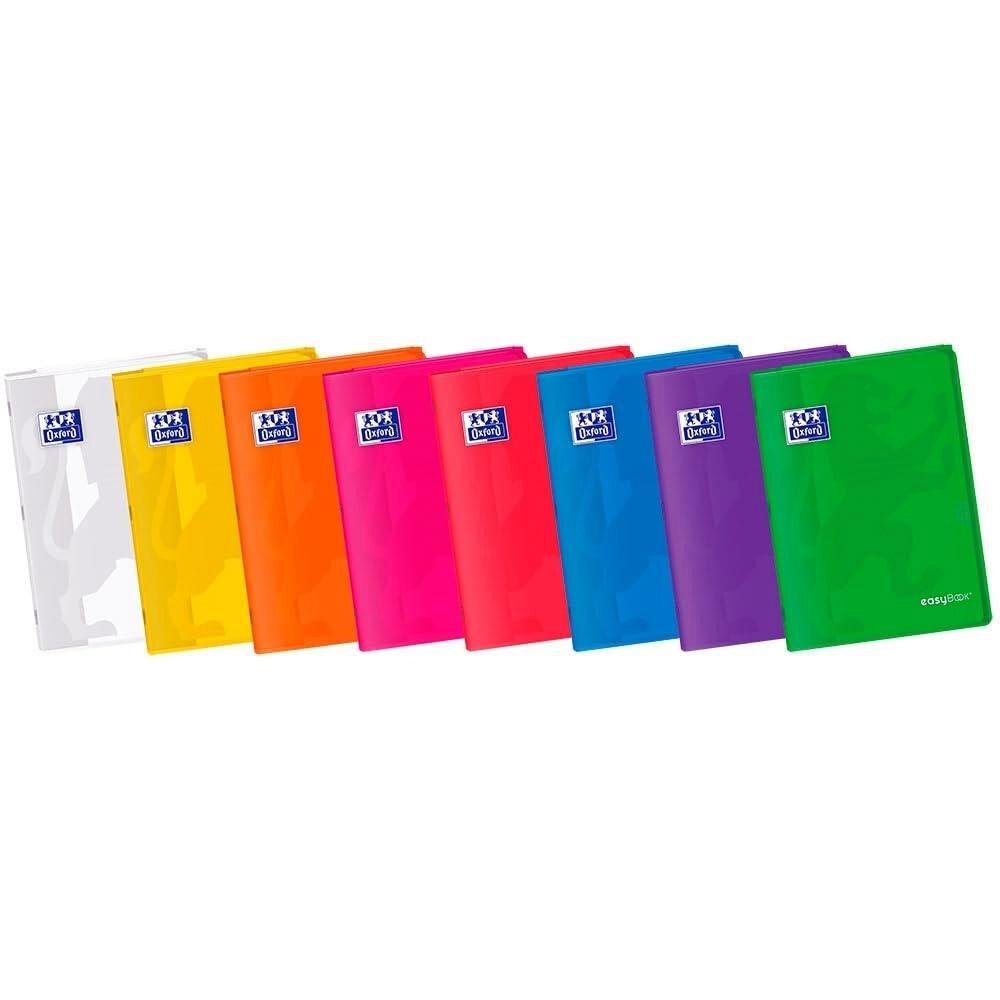 LIBRETA GRAPADA OXFORD TAPA PLÁSTICO EASYBOOK TAMAÑO A4 48H CUADRICULA 4MM COLORES VIVOS
