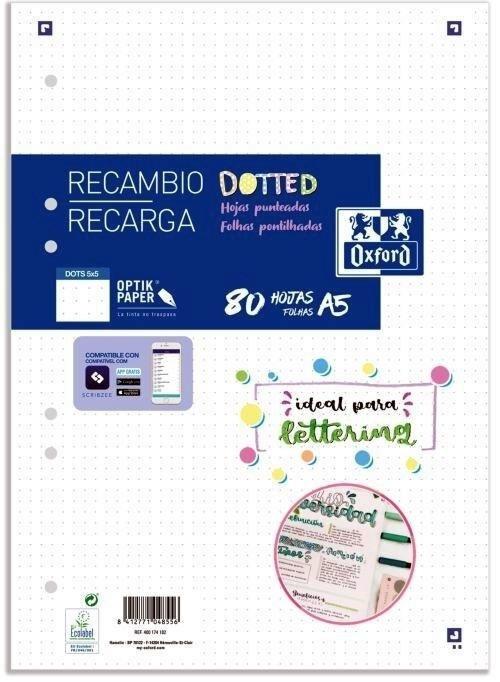 VAC26 (25) RECAMBIO HOJAS SUELTAS 5 COLORES A-5 80 HOJAS DOTS COLORES VIVOS (VAC-2025)