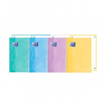 CUADERNO OXFORD A5 RAYADO PUNTOS ACABADO TOUCH 80H COLORES PASTELES