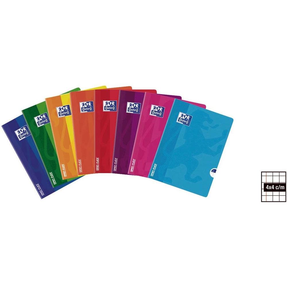 LIBRETA OXFORD OPENFLEX TAPA DE PLASTICO TAMAÑO A4 CUADRICULA 4MM 48H COLOR AQUA