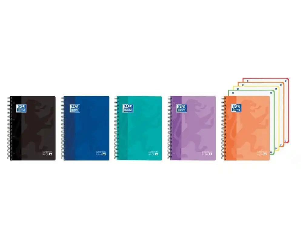 (25) CUADERNO OXFORD EUROPEANBOOK MULTIASIGNAURA TAPA PLASTICO TAMAÑO A-5+ 120 HOJAS 5X5 COLORES VIVOS