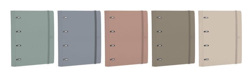 VAC26 (26) CARPETA ANILLA CON RECAMBIO OXFORD POLYFOAM RECICLADO TAMAÑO A-4+ 100 HOJAS 5X5 COLORES TIERRA