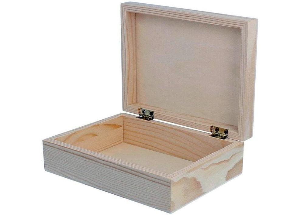 CAJA MADERA DE PINO MACIZO Y CHAPA RECTANGULAR 16X12X5CM