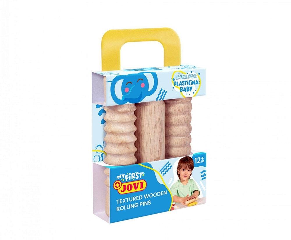 MY FIRST PLASTILINA BABY JOVI ESTUCHE 3 RODILLOS DE MADERA DIFERENTES TEXTURAS  (+ 12 MESES)