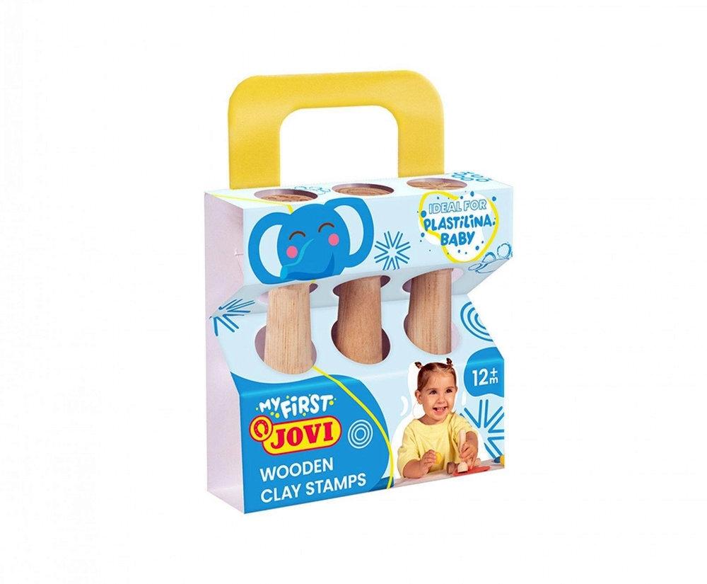 MY FIRST PLASTILINA BABY JOVI ESTUCHE 3 SELLOS DE MADERA DIFERENTES TEXTURAS (+ 12 MESES)