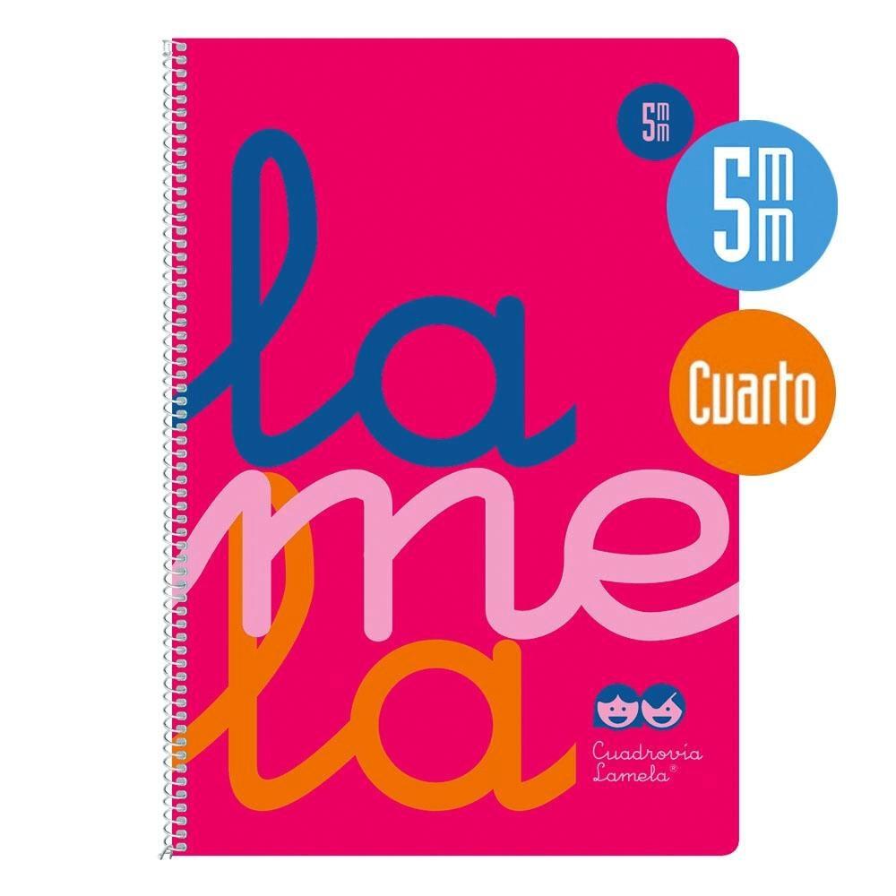 CUADERNO LAMELA 5MM TAPA PLASTICO CUARTO COLOR ROSA