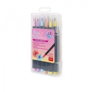 SET OF 12 BRUSH MARKERS - BRUSH MARKERS - PASTEL COLOURS