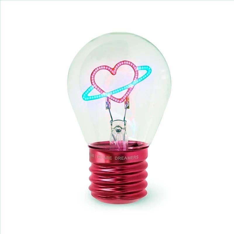 LAMPARA DE MESA CON FORMA DE BOMBILLA CORAZON