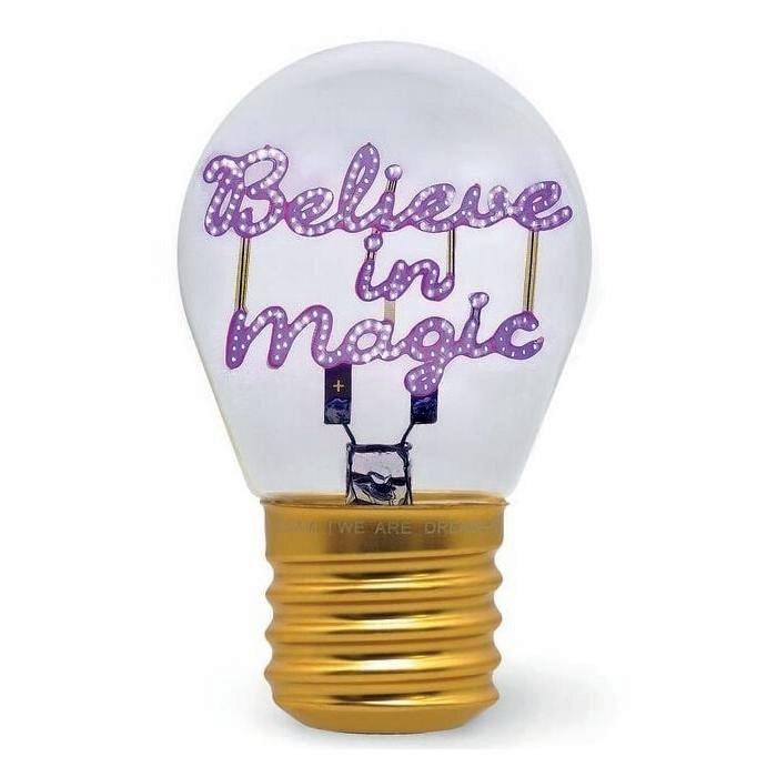 (25) LAMPARA DE MESA CON FORMA DE BOMBILLA BELIEVE IN MAGIC
