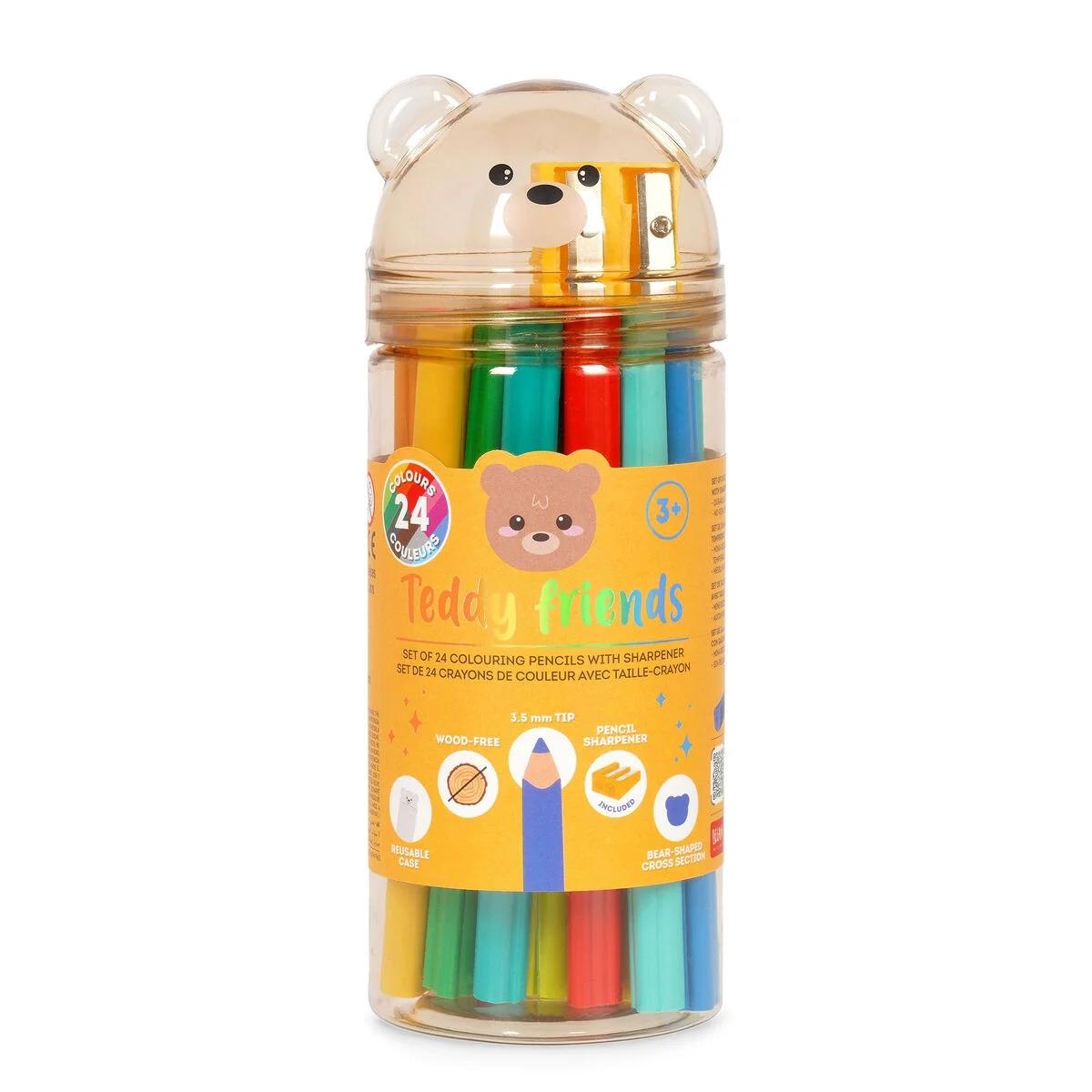 SET 24 LAPICES COLORES LEGAMI TEDDY BEAR