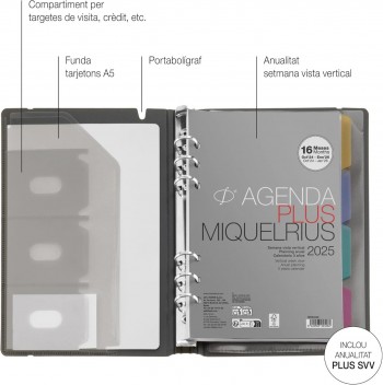 AGENDA ANUAL 2025 MIQUELRIUS ANILLAS PLUS 155x213 S/VV TEJA