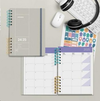 AGENDA ESCOLAR 2024-2025 MQ PLUS S/V 150X213 MM GRIS B2B