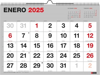 CALENDARIO PARED 2025 A3 NUMEROS GRANDES BASIC