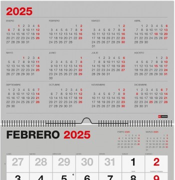 CALENDARIO PARED 2025 A3 NUMEROS GRANDES BASIC