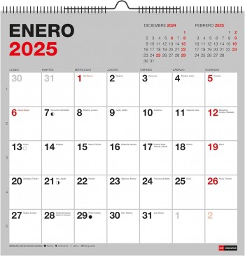 CALENDARIO PARED 2025 30X30 PARA ESCRIBIR BASIC