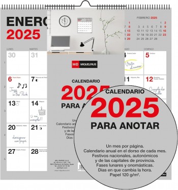 CALENDARIO PARED 2025 30X30 PARA ESCRIBIR BASIC