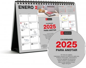 CALENDARIO SOBREMESA 2025 A5 PARA ESCRIBIR BASIC