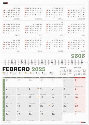 CALENDARIO SOBREMESA 2025 A5 NUMERO COMPLETO