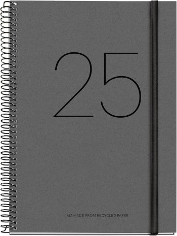 AGENDA ANUAL 2025 MIQUELRIUS PLUS 155x213 D/P RECYCLED NEGRO