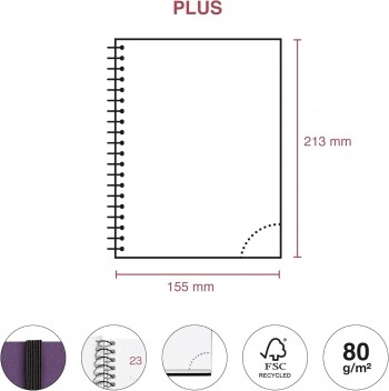 AGENDA ANUAL 2025 MIQUELRIUS PLUS 155x213 S/V RECYCLED PURPURA