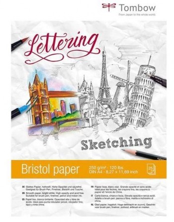 PAPEL BRISTOL LETTERING A4 25 HOJAS 250 GRAMOS - TOMBOW