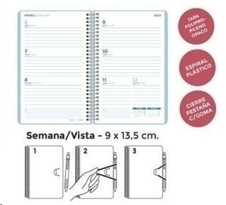 AGENDA ANUAL 2025 SENFORT 90X140 S/V POLIPROPILENO PASTEL NEGRO